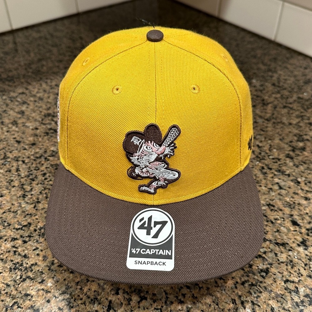 Detroit Tigers '47 Captain Snapback Hat Adjustable OSFA Wheat Brown Pink New